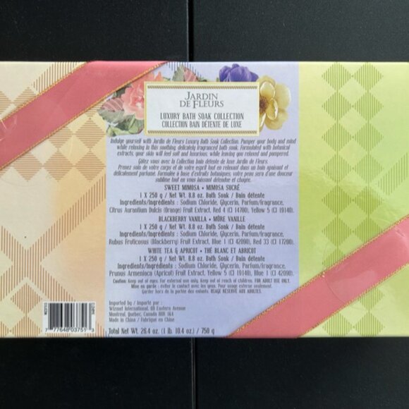 Gift Set of 3 Bath Salts Soak Jardin de fleurs NIB Bathroom Relax Self Care - Picture 2 of 7